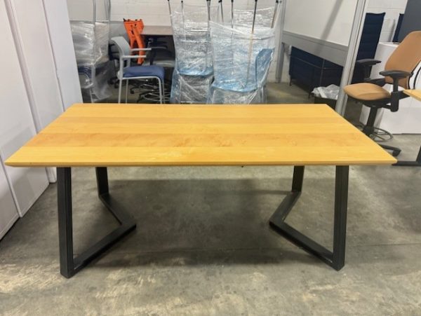 6' Conference Table with Maple Top and Black Legs
