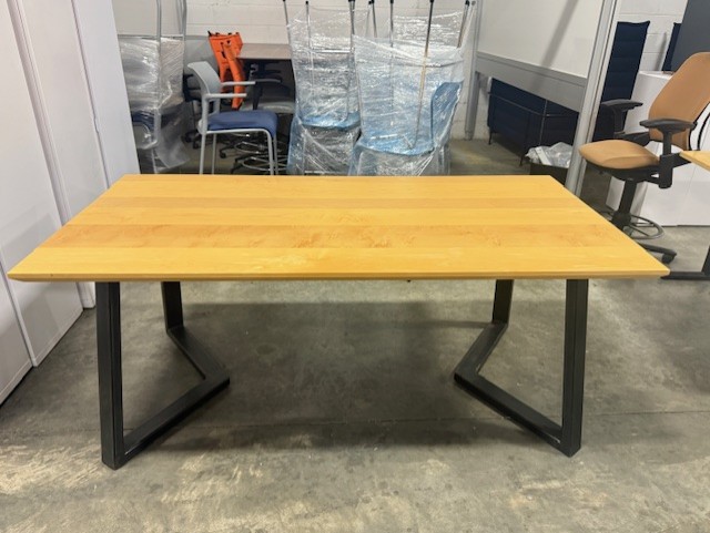 6' Conference Table with Maple Top and Black Legs