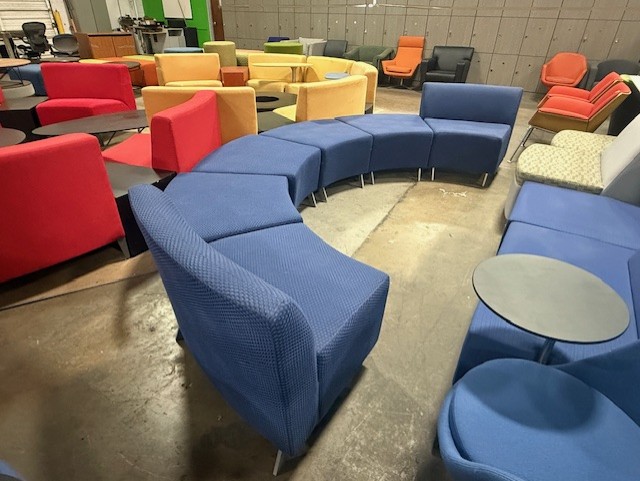 Blue Curved Modular Seating