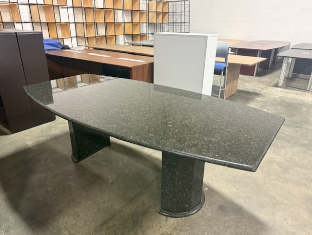 7'6" Granite Boatshape Conference Table