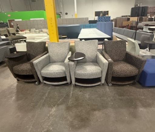 Gray and Brown Club Chairs
