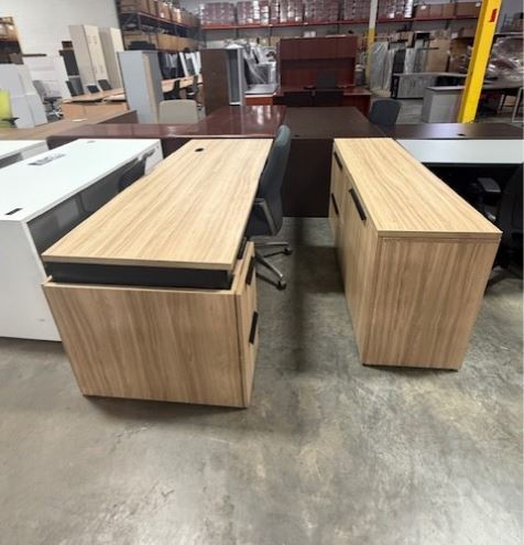 Sit-Stand Desk with Matching Credenza