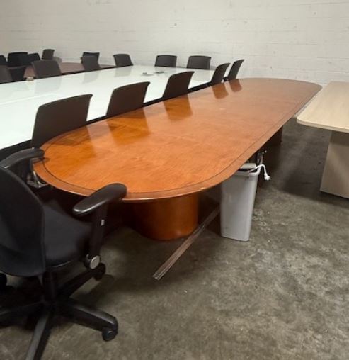 14' Racetrack Cherry Veneer Conference Table
