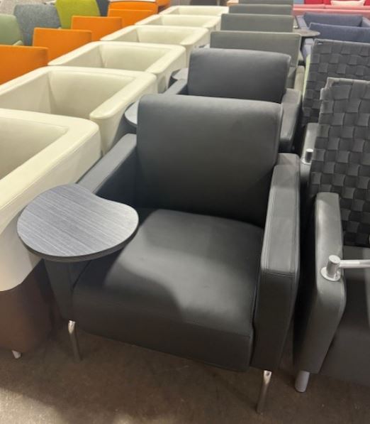 Black Club Chairs with Tablet Arm