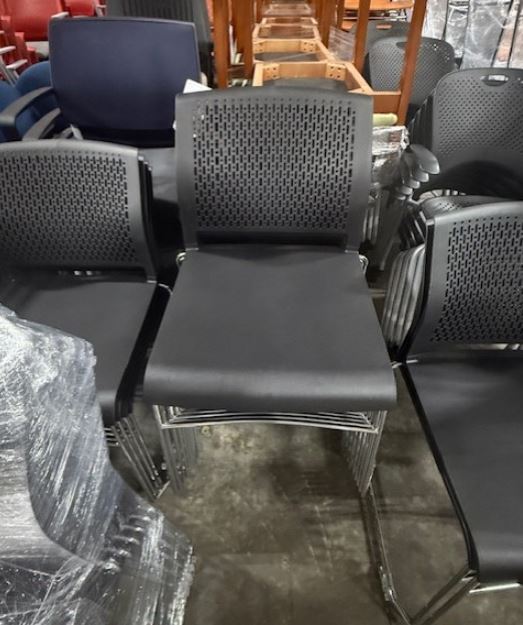 Black Stacking Side Chairs with Seld Base