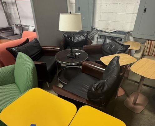 Black Club Chairs with Wood Accent