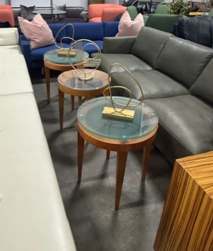 Cherry End Table with Glass Top