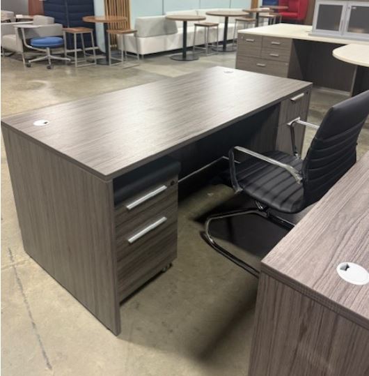Double Pedestal Gray Desks