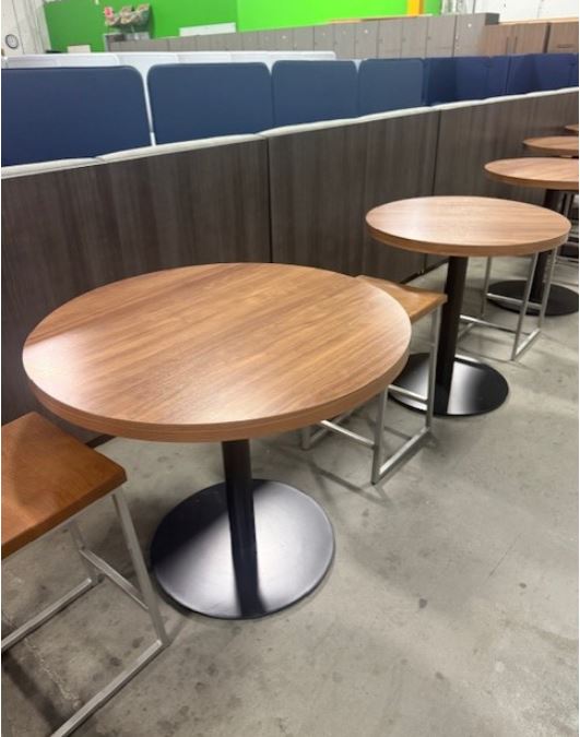 Round Walnut Breakroom Tables