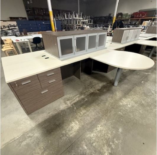 White and Gray P-Top L-Desks